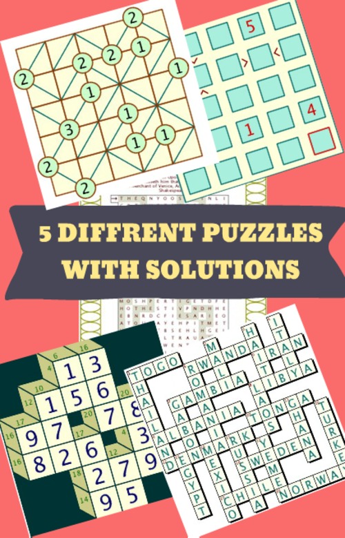 Product picture 5 Different Puzzles With Solutions Includes Findaquote