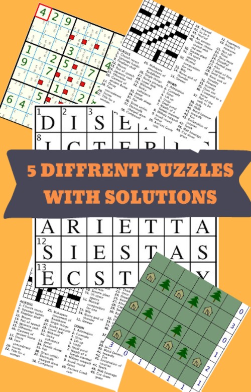 Product picture 5 Different Puzzles With Solutions Includes Sudoku