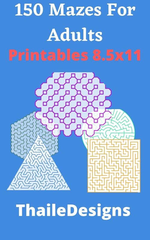Product picture 150 Mazes For Adults Printable 8.5x11 With Solutions