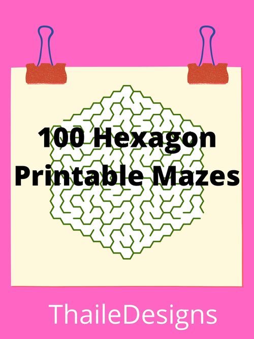 Product picture 100 Hexagon Printable Mazes With Solutions
