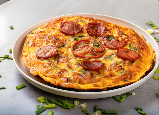 Product picture Frittata oignon chorizo. Size:3652x2656 300 DPI high resolut